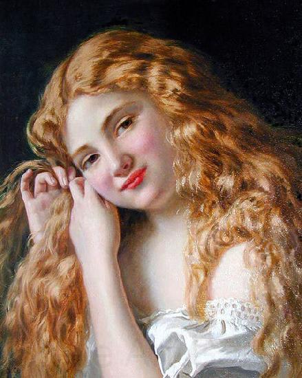 Sophie Gengembre Anderson Young Girl Fixing Her Hair